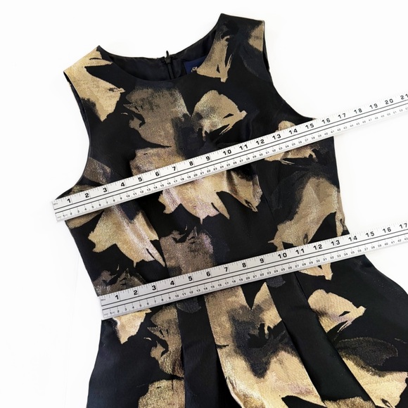 Shoshanna Midnight Dress Womens 4 Black Gold Jacquard Floral High Neck Gown - Picture 7 of 10